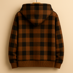 Men's plaid fleece-lined hooded jacket — additional view