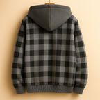 Men's plaid fleece-lined hooded jacket — additional view