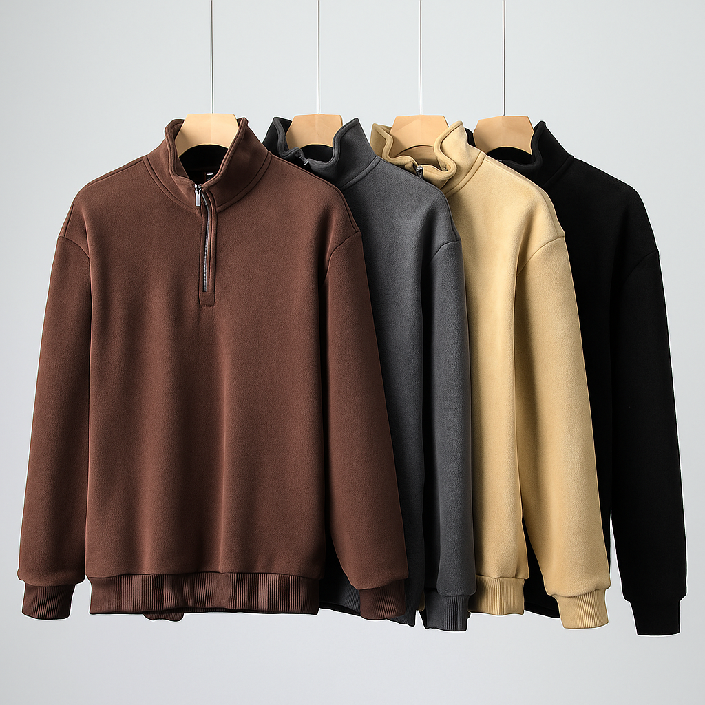 Men's fleece quarter-zip pullover hoodie — additional view