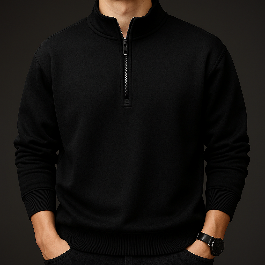 Men's fleece quarter-zip pullover hoodie — additional view