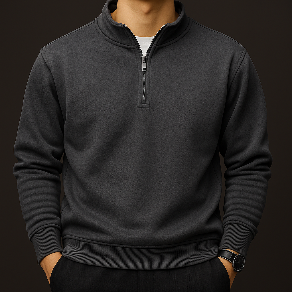 Men's fleece quarter-zip pullover hoodie — additional view