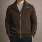 Men's cable knit zip-up cardigan — additional view