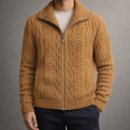 Men's cable knit zip-up cardigan — additional view
