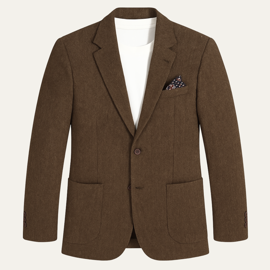 Men's single-breasted herringbone blazer