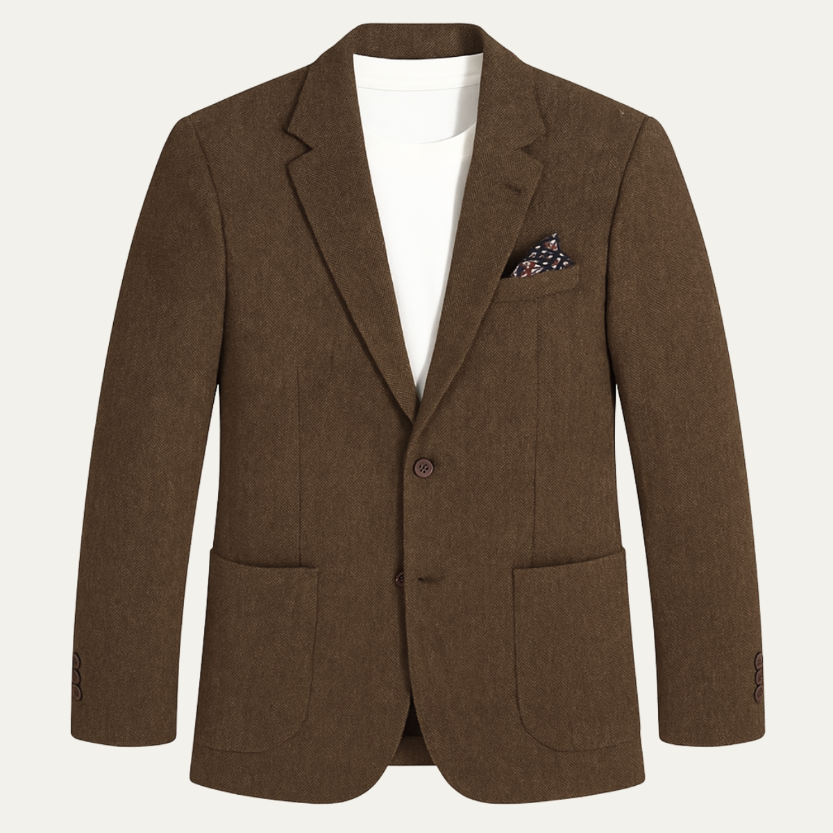 Men's single-breasted herringbone blazer