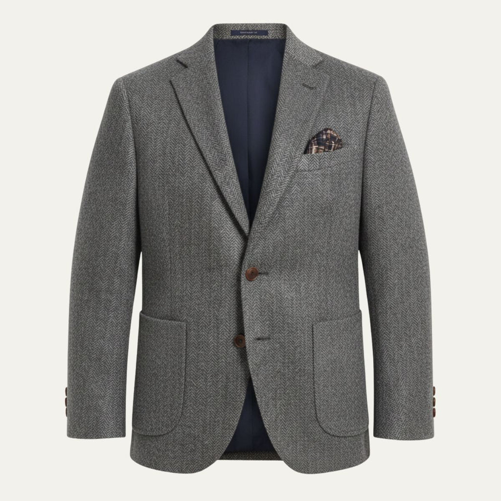 Men's single-breasted herringbone blazer — additional view
