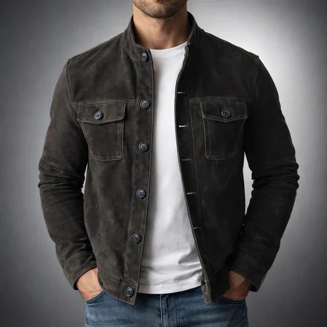 Men's classic suede jacket in black — additional view