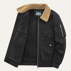 Men's sherpa-lined bomber jacket — detail view