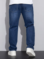Men's straight-leg stretch denim jeans — detail view