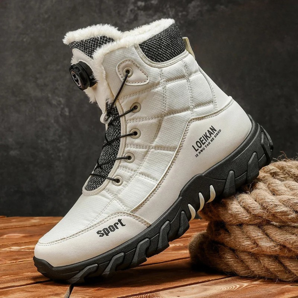 Men's waterproof fur-lined snow boots in white — alternate view