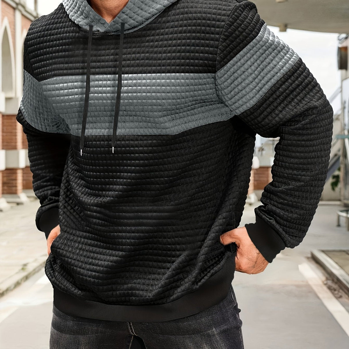 Knox | Color Block Textured Hoodie
