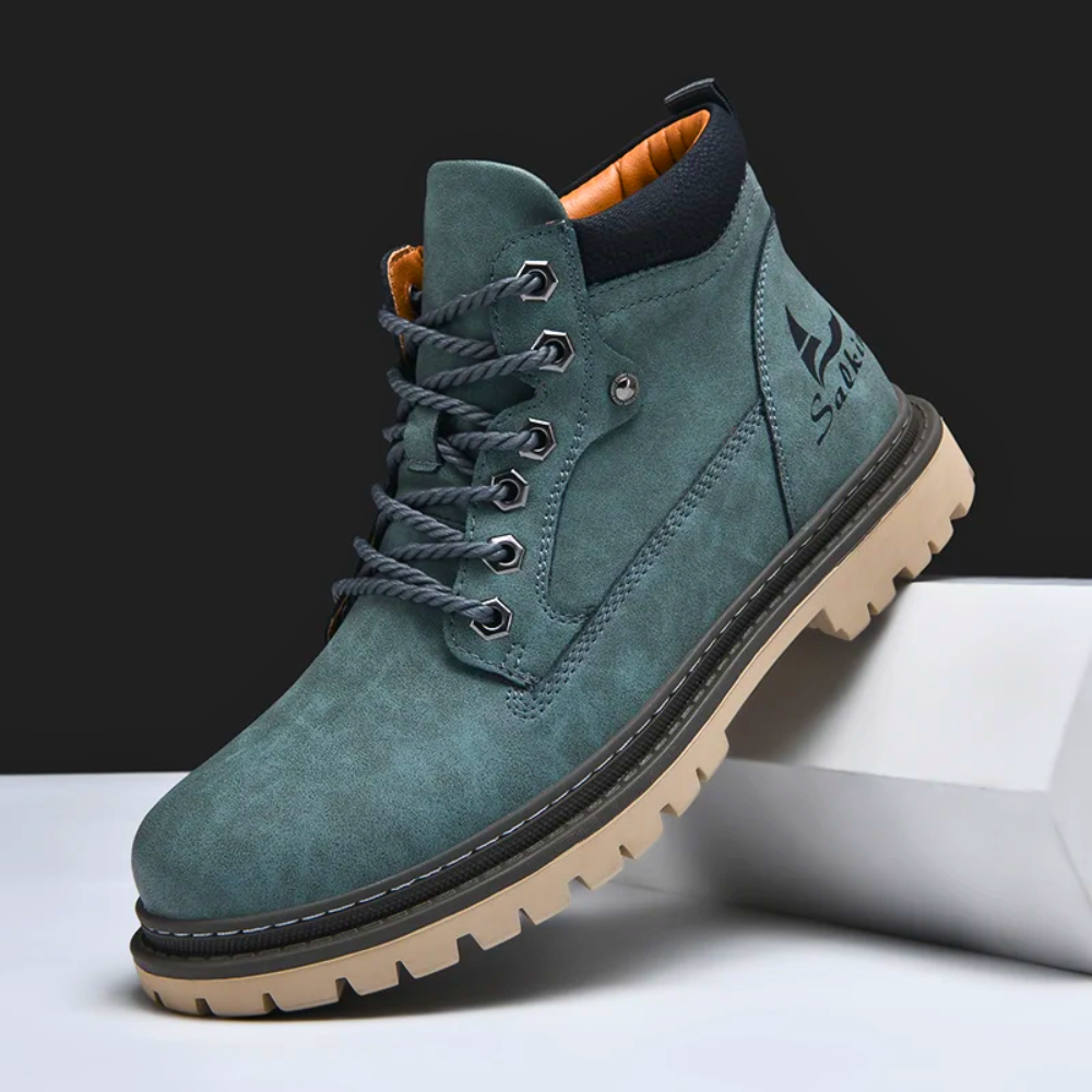 Men's waterproof leather hiking boots in forest green — additional view