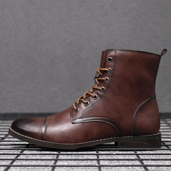 Men's cap toe leather ankle boots — alternate view