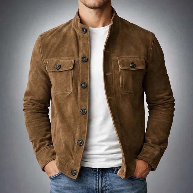 Men's classic suede jacket in brown — alternate view