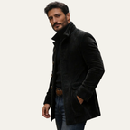 Men's casual mid-length field coat — detail view