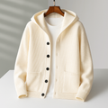 Men's chunky ribbed hooded cardigan in off white — alternate view