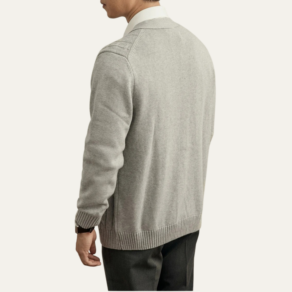 Men's cable knit v-neck cardigan — additional view