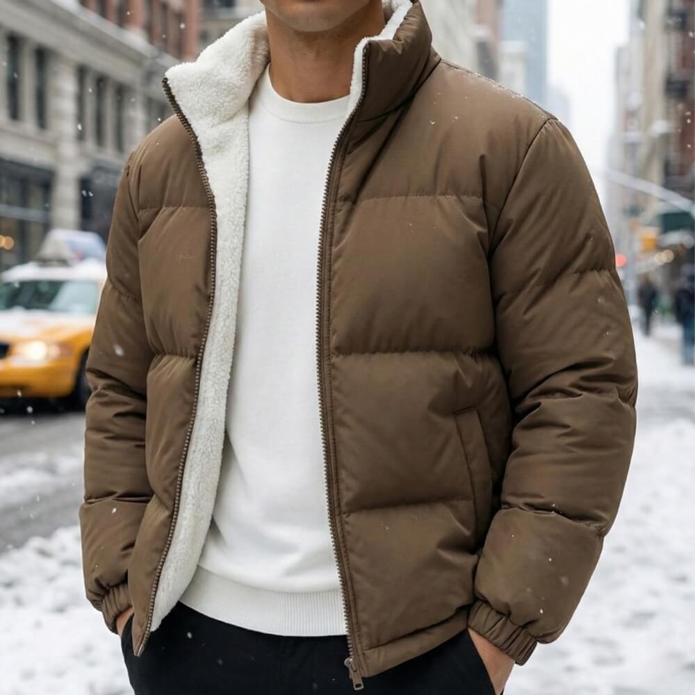Men's relaxed zip-up down jacket — alternate view