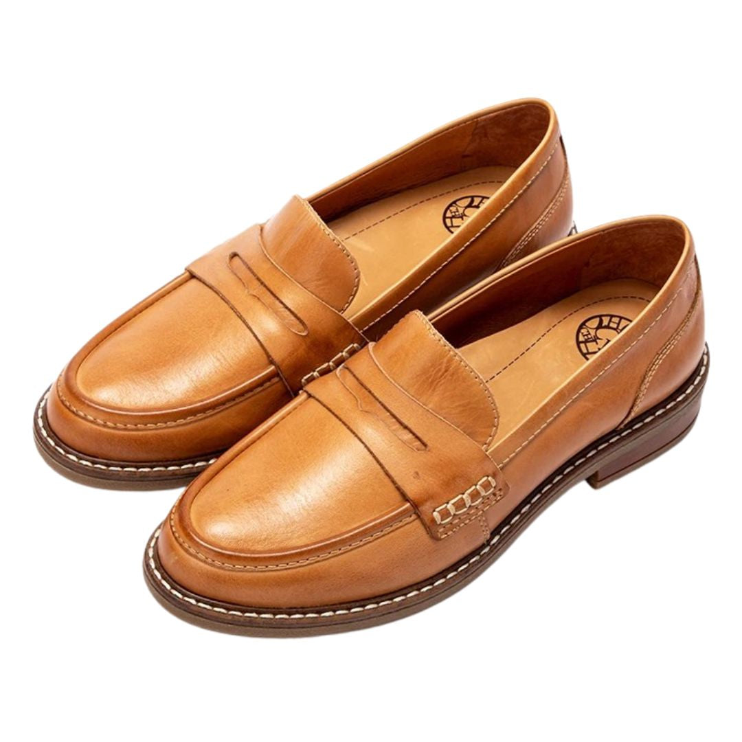 Men's cushioned leather driving loafers in light brown — additional view