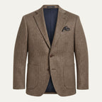 Men's single-breasted herringbone blazer — detail view