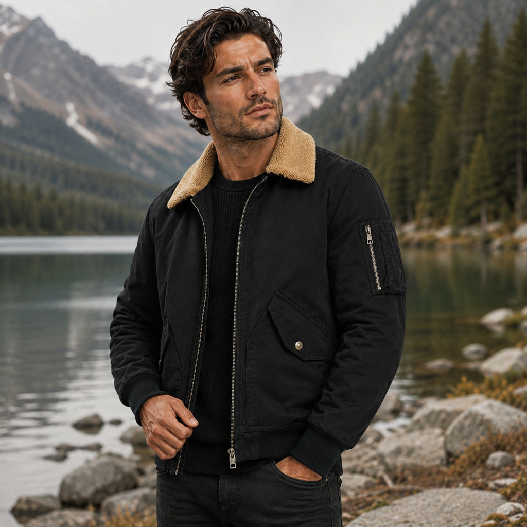 Men's sherpa-lined bomber jacket — additional view