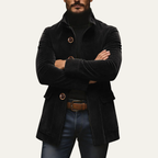 Men's casual mid-length field coat in black — additional view