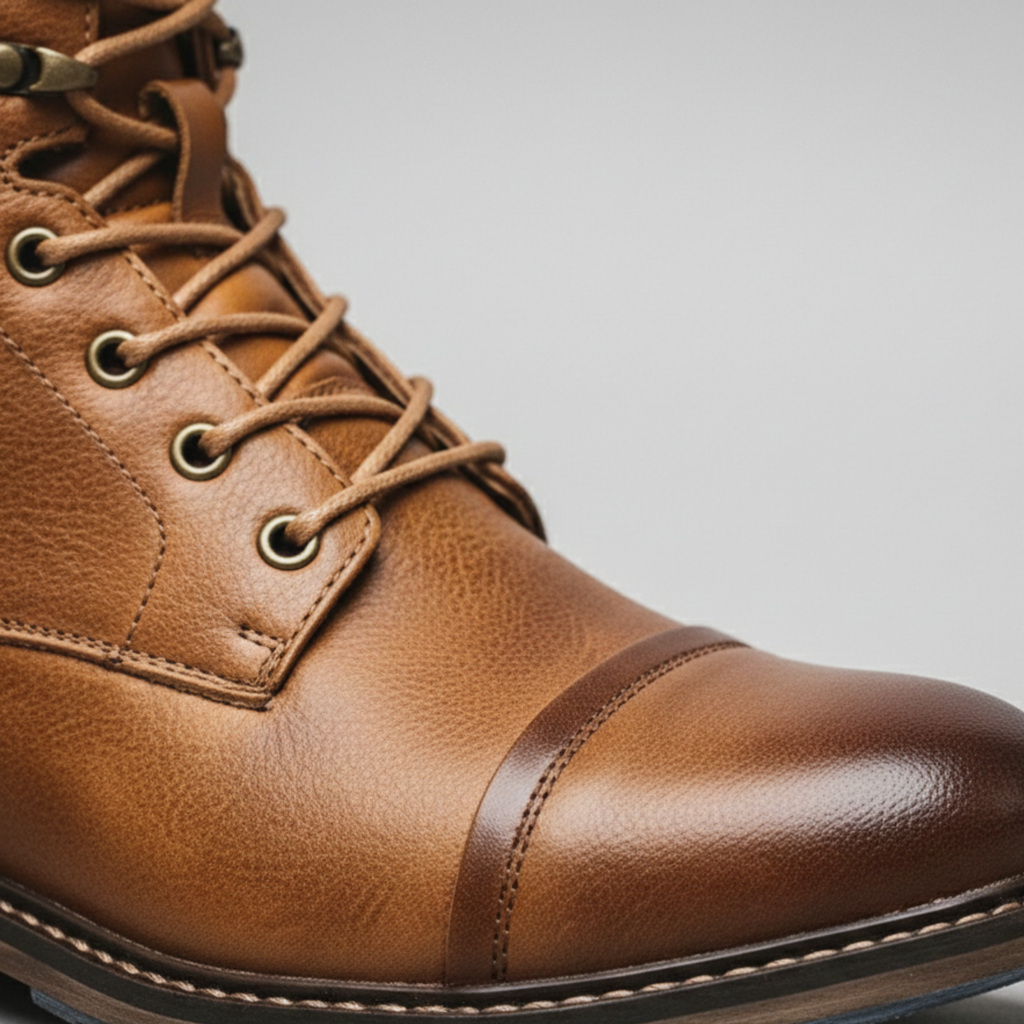 Men's cushioned leather lace-up boots — alternate view