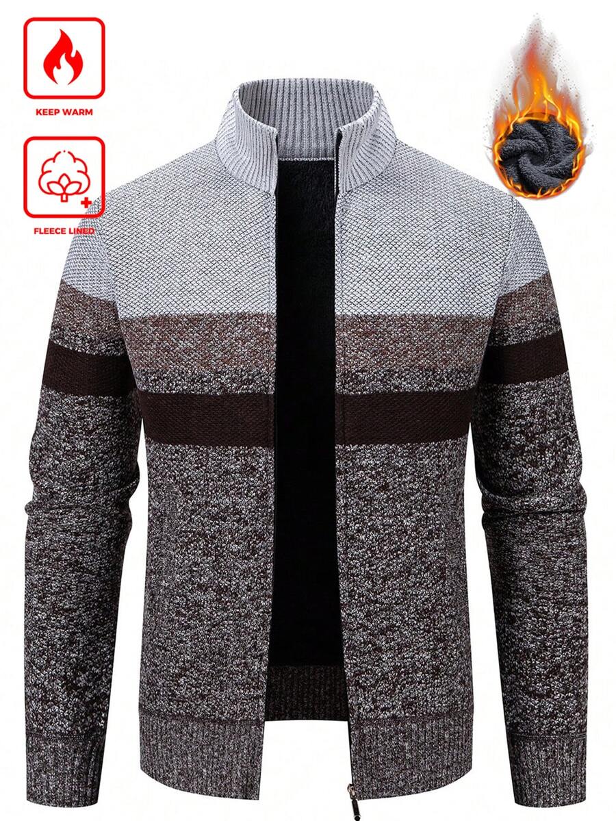 Men's color block ribbed cardigan — additional view