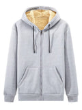 Men's zip-up sherpa-lined hoodie in gray