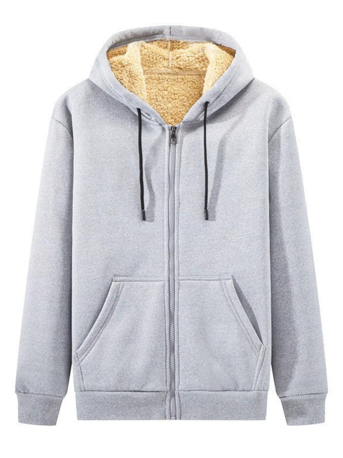 Men's zip-up sherpa-lined hoodie in gray