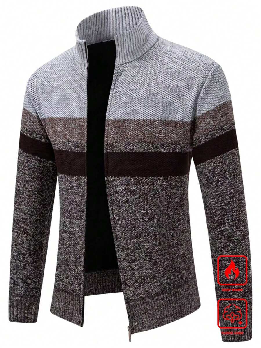 Men's color block ribbed cardigan — additional view