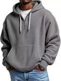 Men's half-zip waffle-knit hoodie in gray — additional view