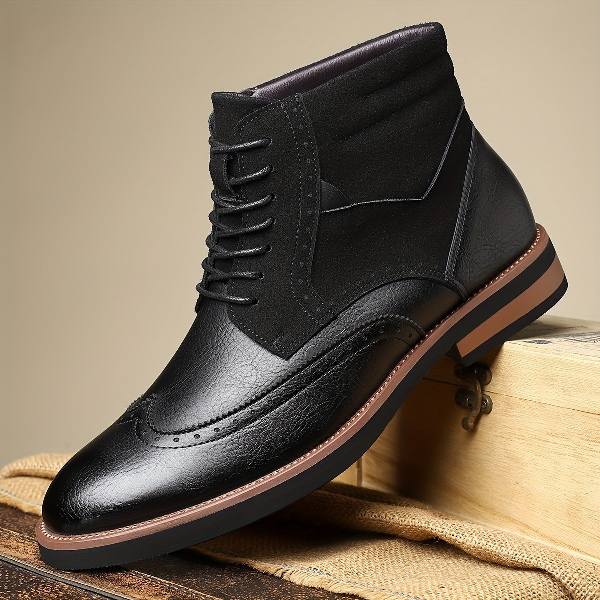 Men's classic wingtip leather boots — additional view