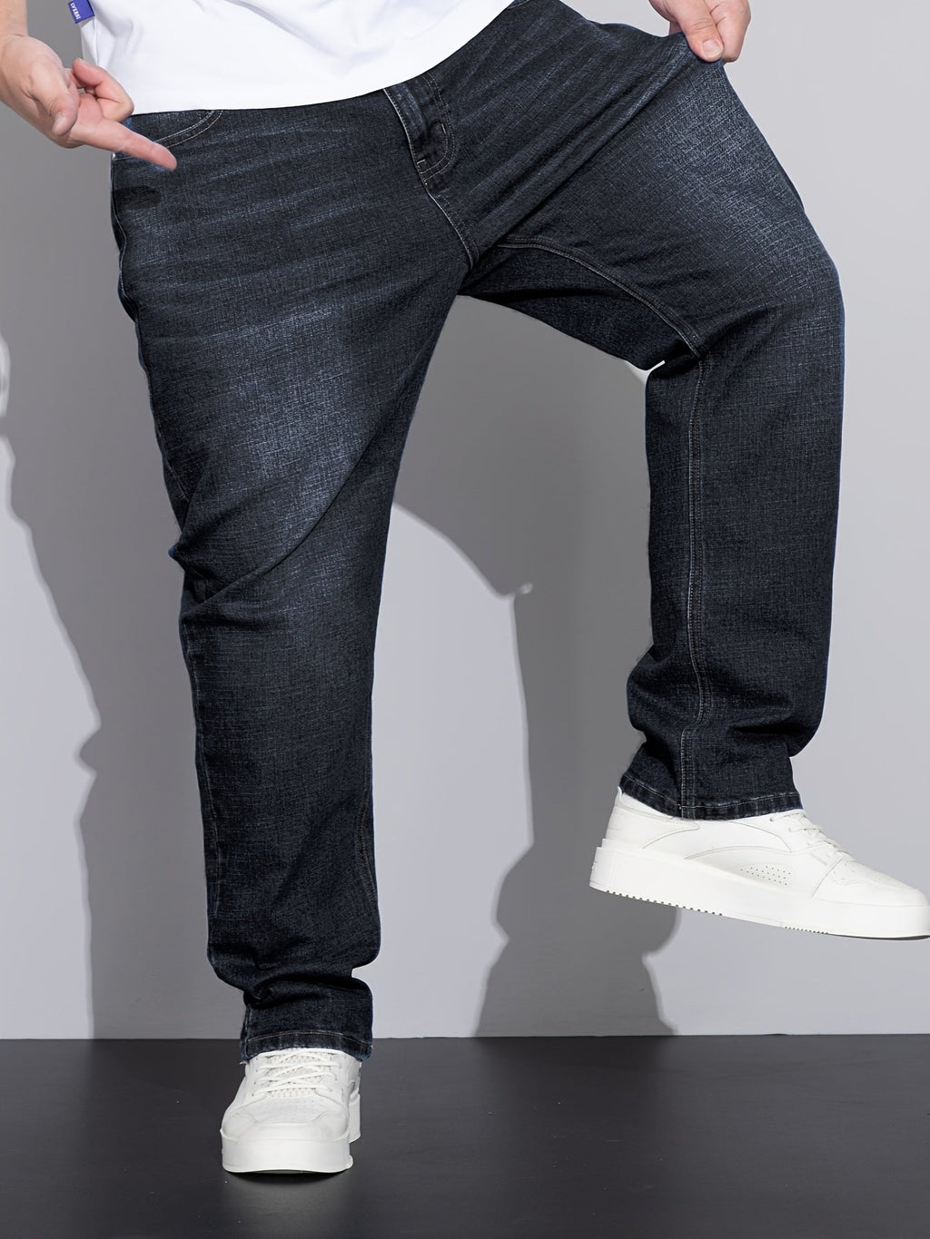 Men's straight-leg stretch denim jeans — additional view