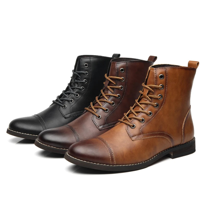 Men's cap toe leather ankle boots — additional view