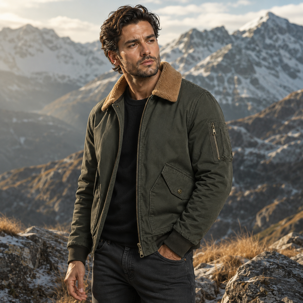Men's sherpa-lined bomber jacket — additional view
