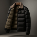 Men's fleece-collar down jacket in black