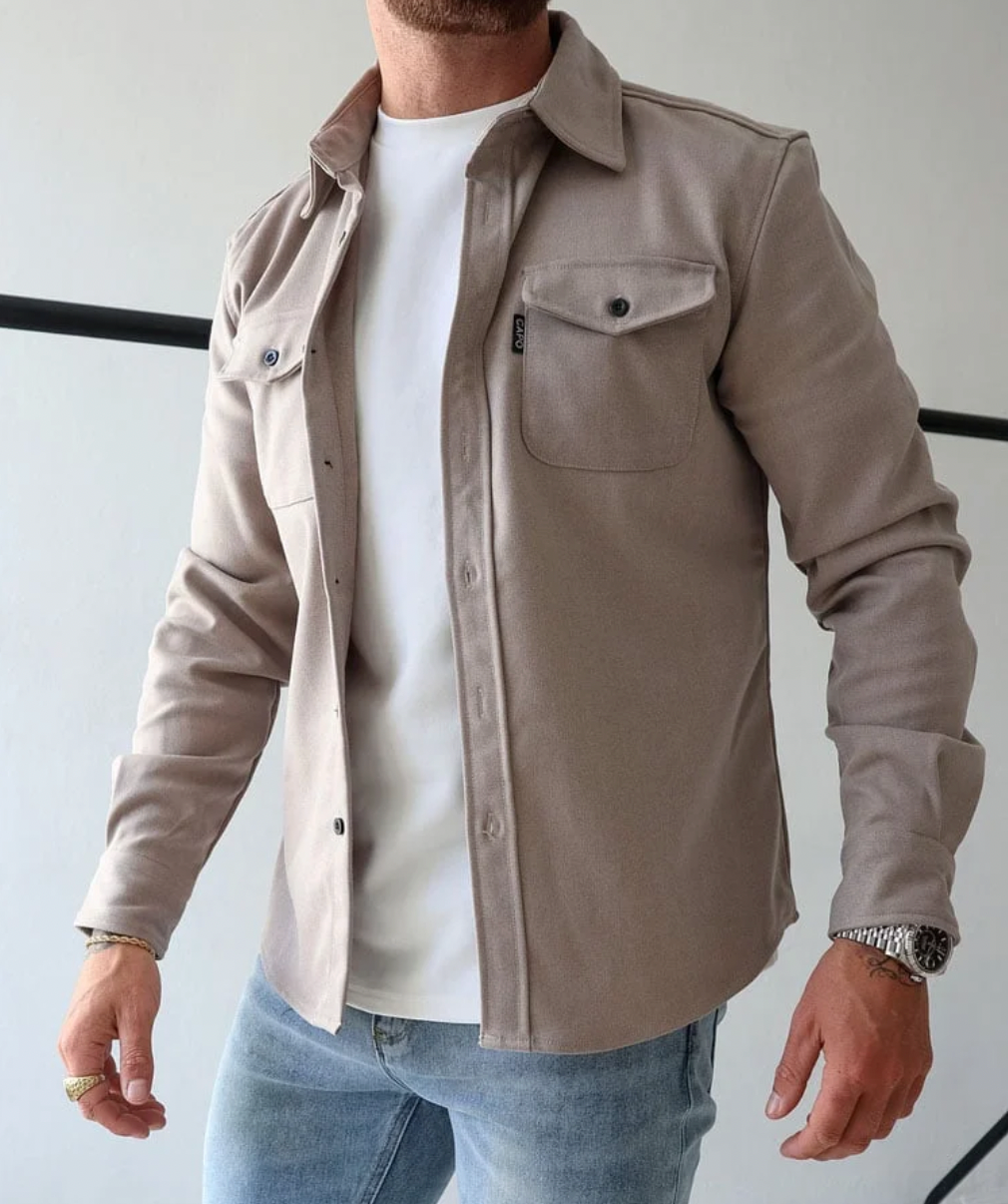 Men's chest pocket button shirt jacket — additional view