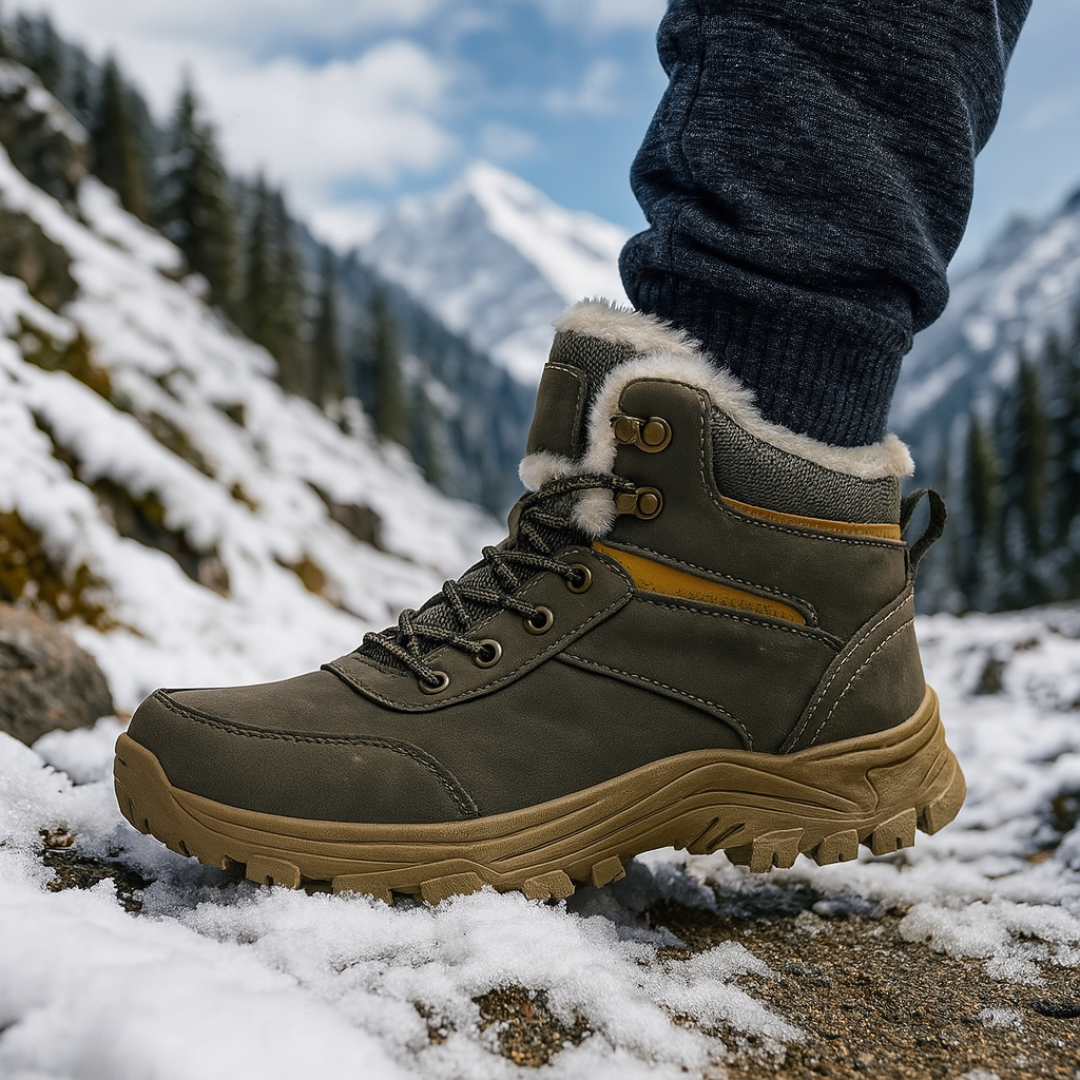 Men's insulated winter boots in gray — detail view