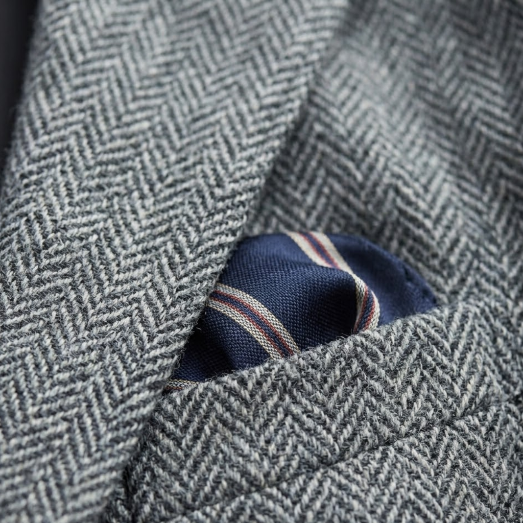 Men's single-breasted herringbone blazer — additional view