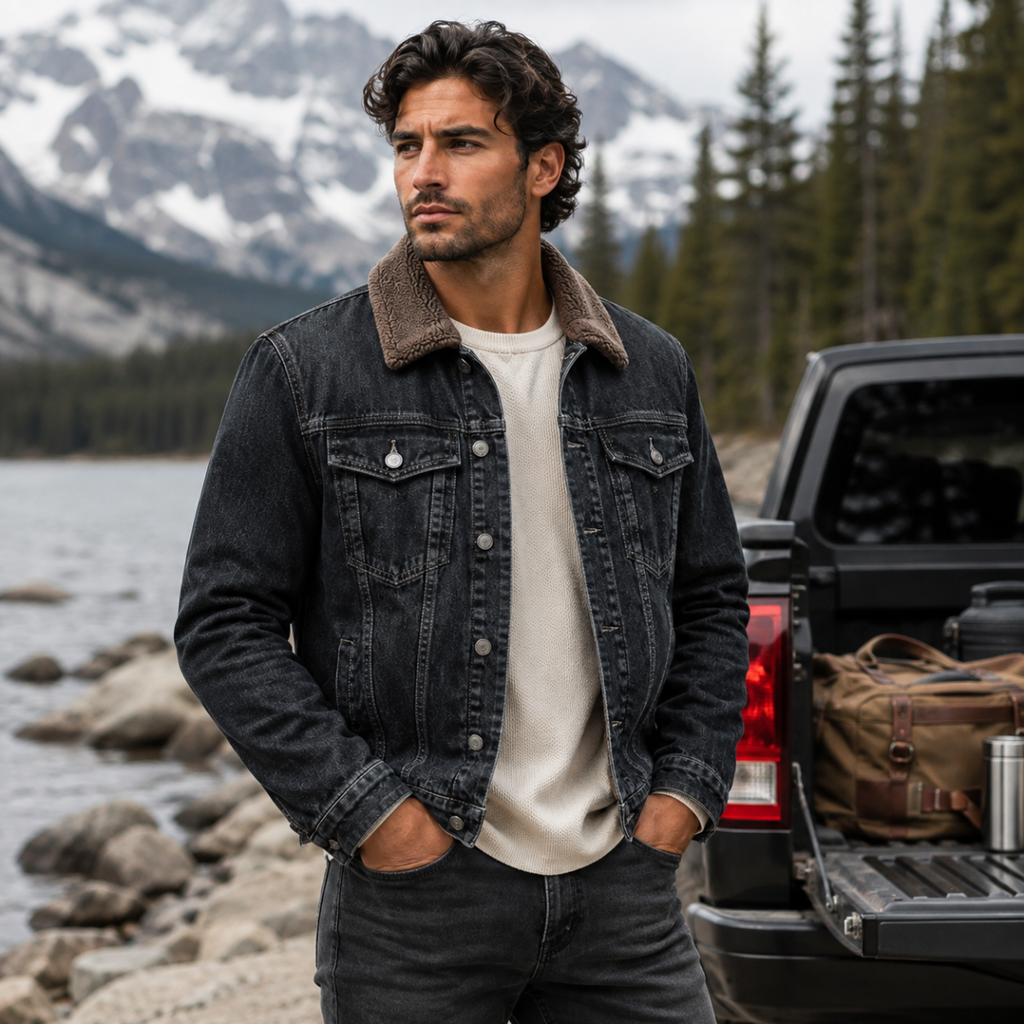 Men's fleece-lined classic denim jacket — additional view