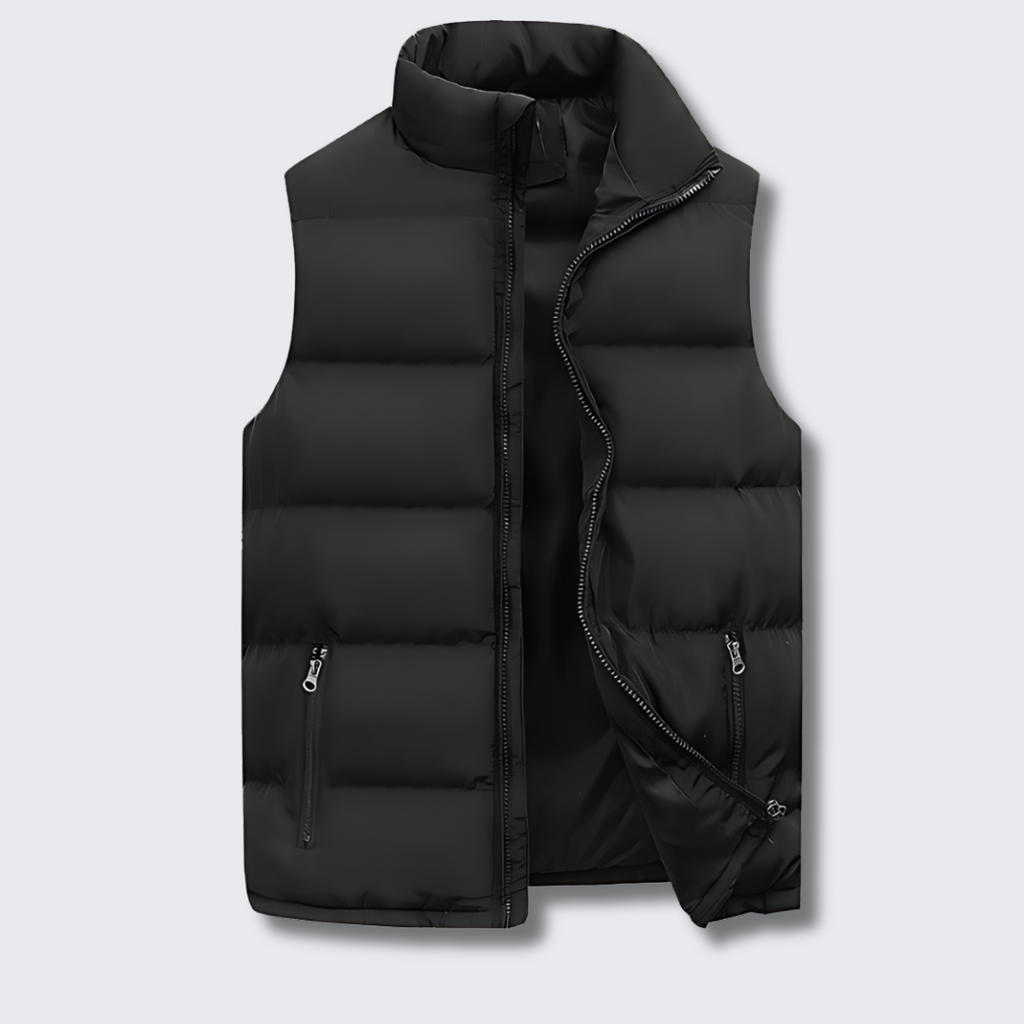 Men's stitched padded puffer vest in black — additional view