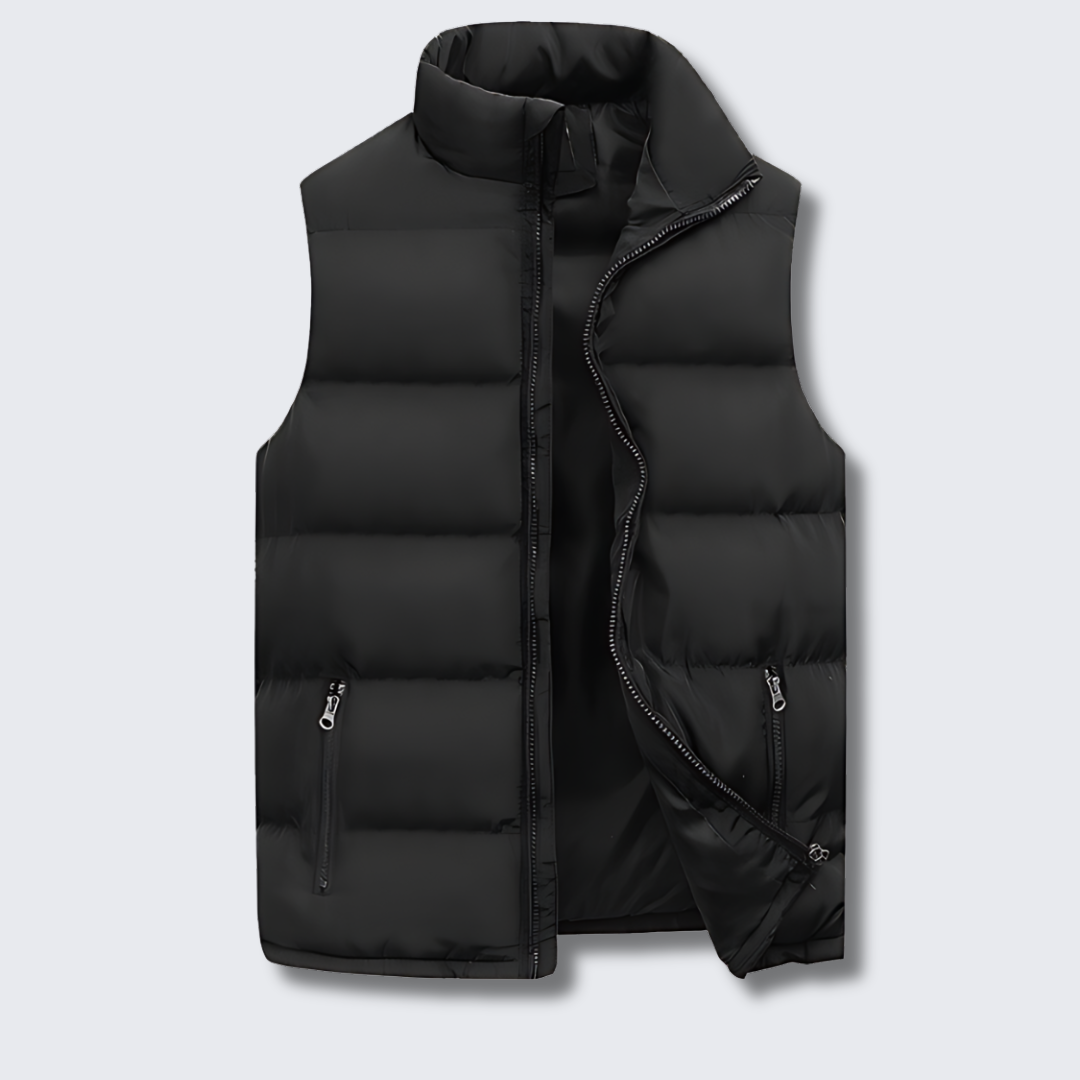 Men's stitched padded puffer vest in black — additional view