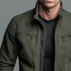 Men's washed cotton vintage zip jacket — additional view