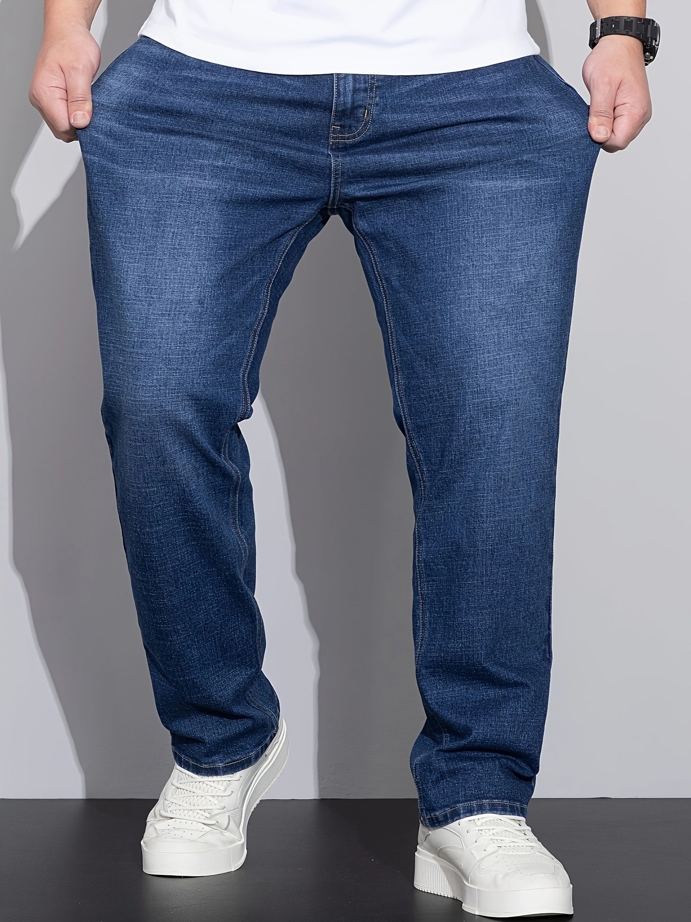 Men's straight-leg stretch denim jeans — alternate view