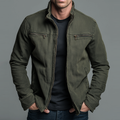 Men's washed cotton vintage zip jacket in green