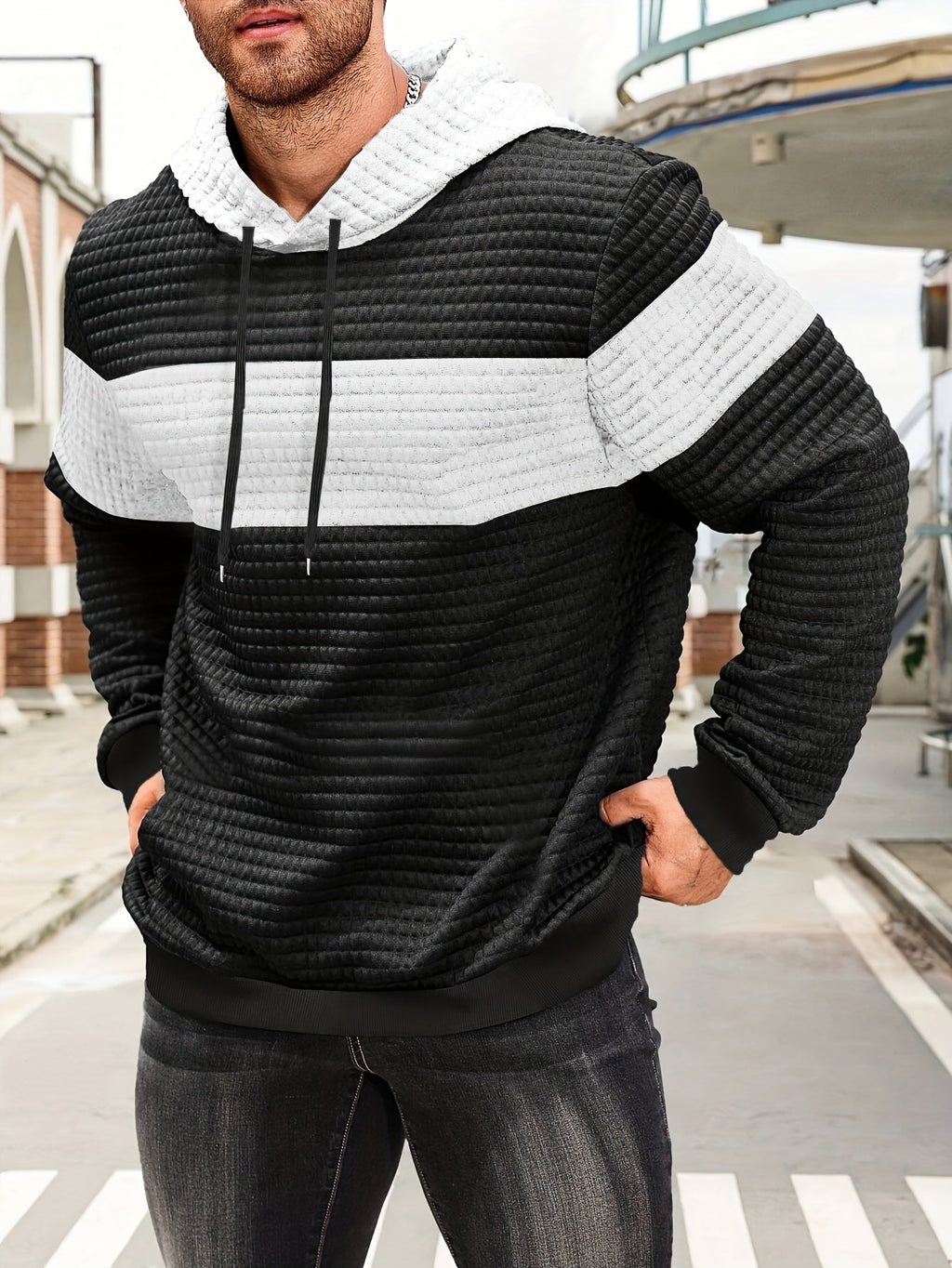 Knox | Color Block Textured Hoodie