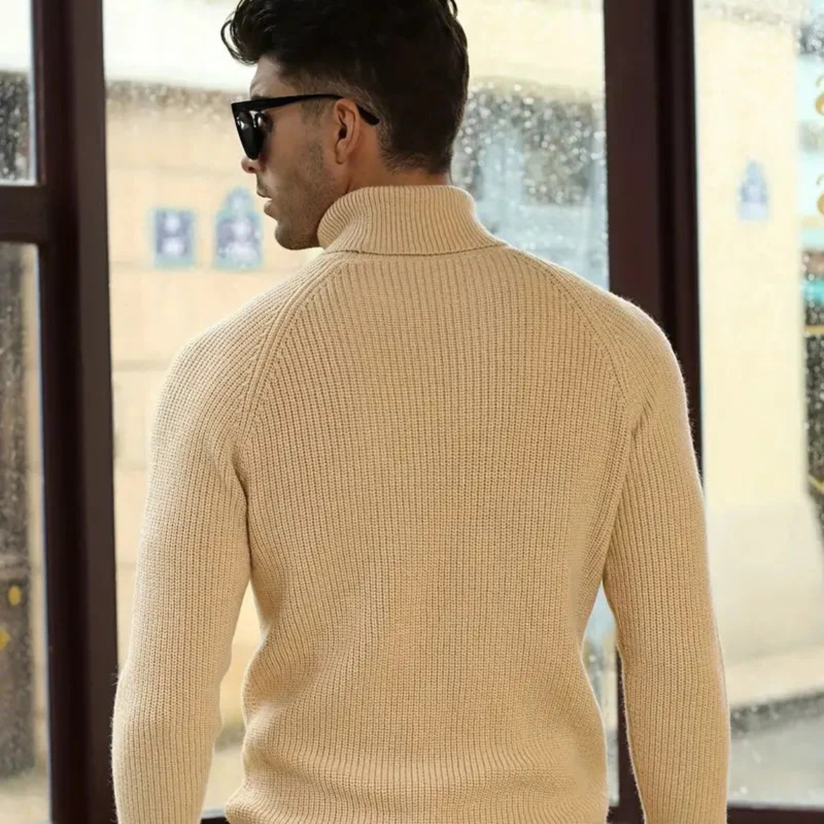 Men's cable-knit mock-neck pullover — additional view