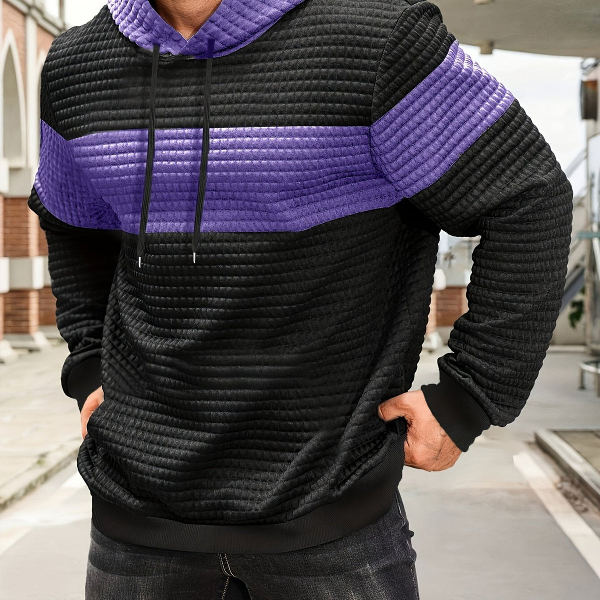 Knox | Color Block Textured Hoodie