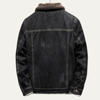 Men's fleece-lined classic denim jacket — detail view